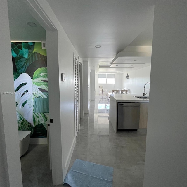 hallway featuring sink