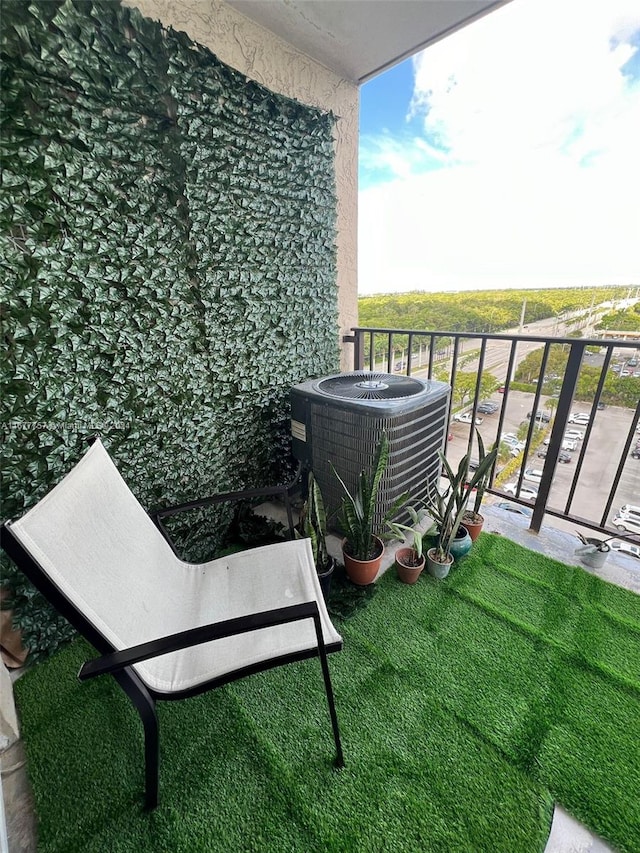 balcony with central AC unit