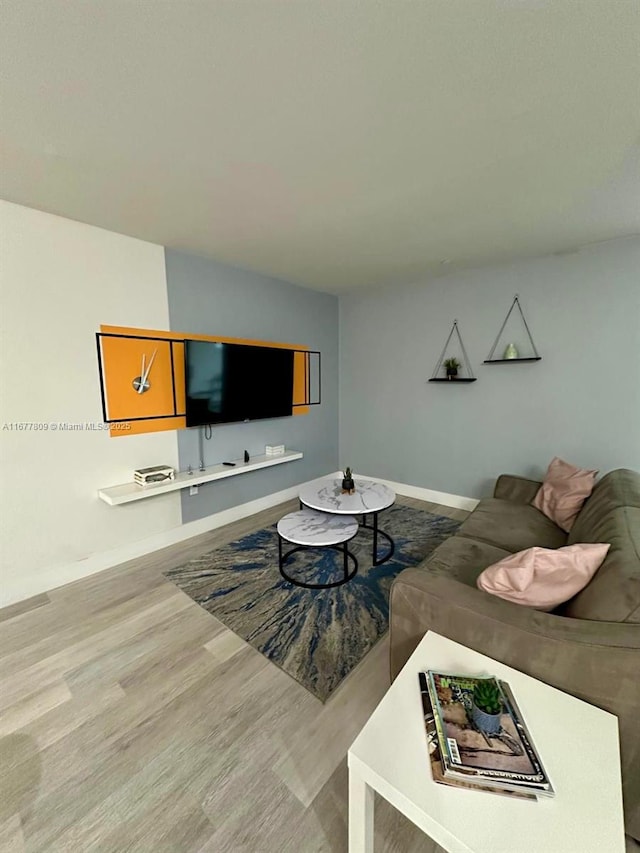 living room with light wood-type flooring