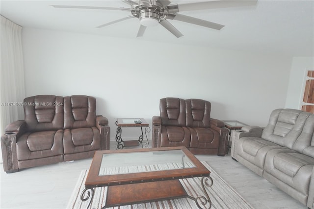 living room with ceiling fan