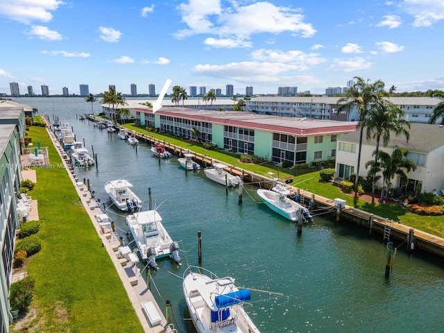 water view with a boat dock