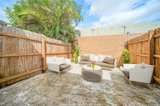 view of patio with an outdoor living space