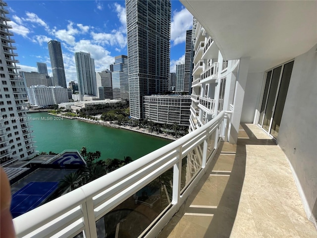 balcony with a water view