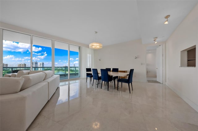 dining area featuring expansive windows