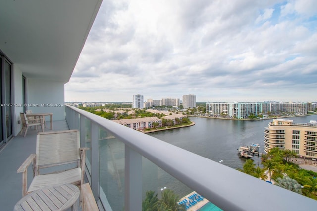 balcony with a water view