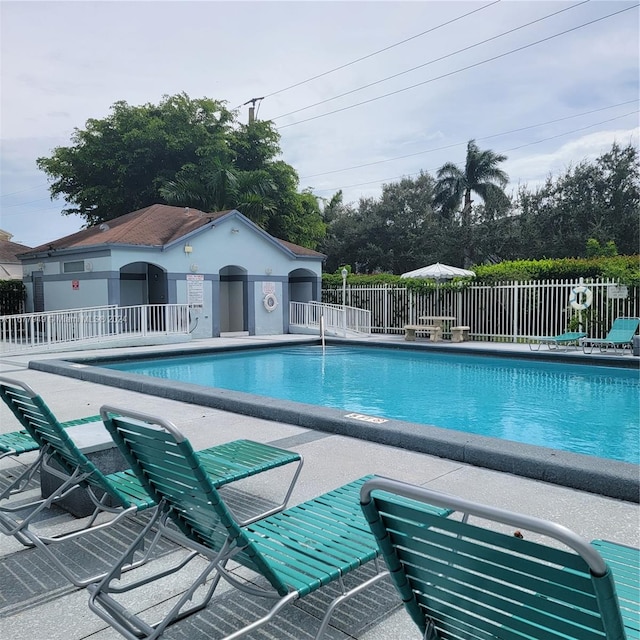 view of pool featuring a patio