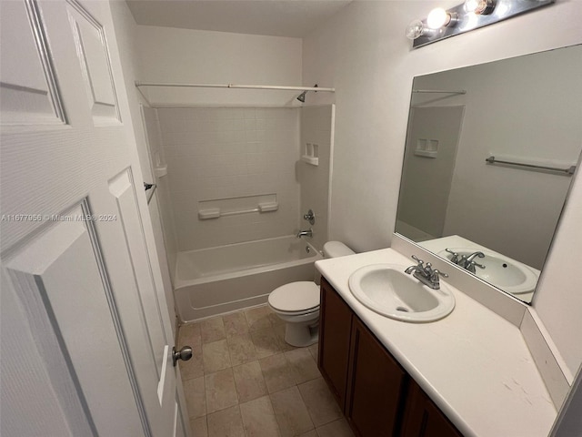 full bathroom featuring vanity, toilet, and bathing tub / shower combination