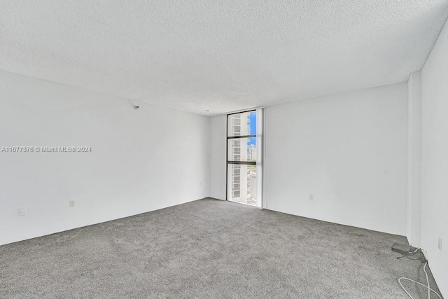 carpeted spare room with a textured ceiling