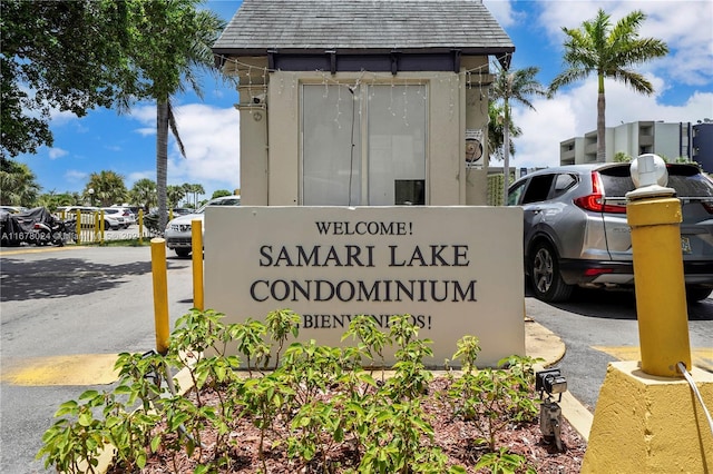 view of community sign