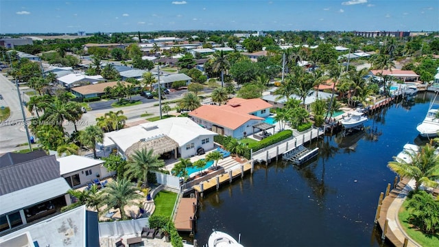 bird's eye view featuring a water view