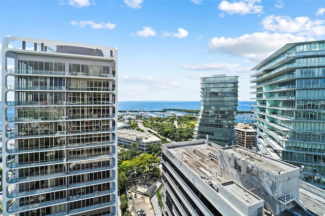 view of city with a water view