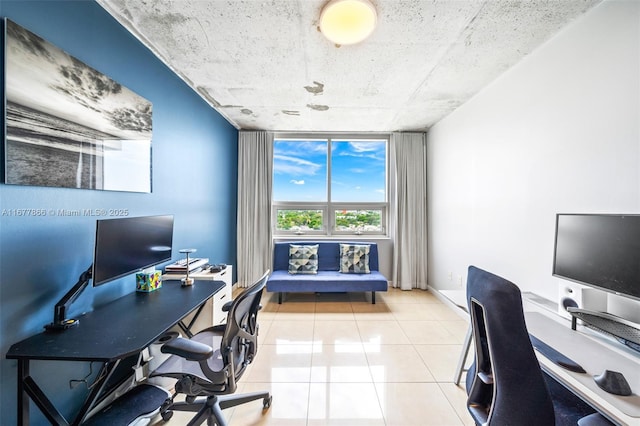 view of tiled home office