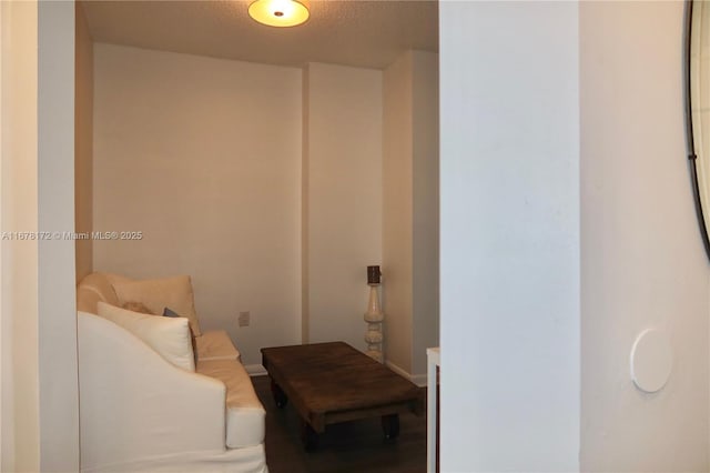 sitting room featuring a textured ceiling