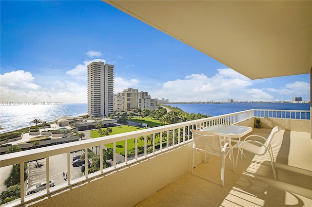 balcony with a water view