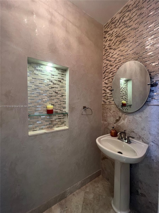 bathroom with tile patterned flooring