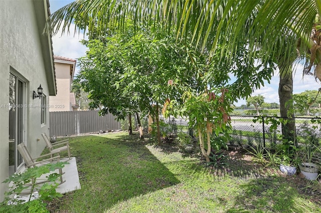 view of yard featuring a fenced backyard