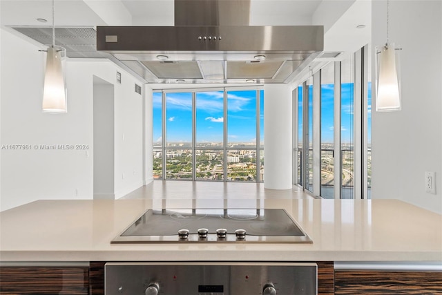 kitchen with black electric cooktop