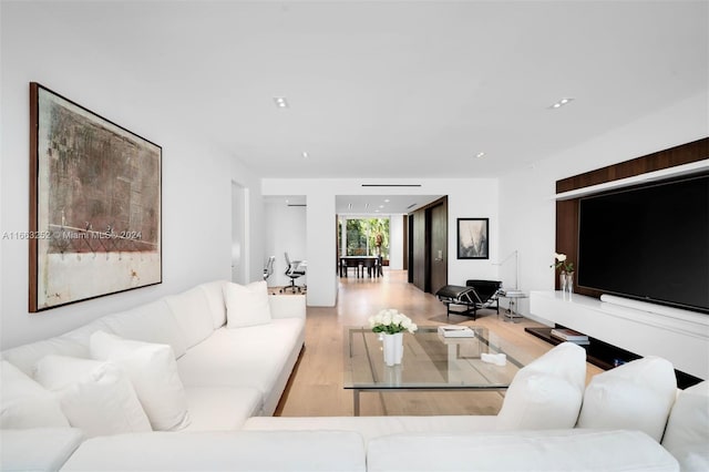 living room with light wood-type flooring