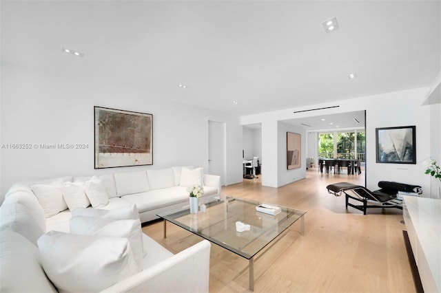 living room featuring light hardwood / wood-style floors