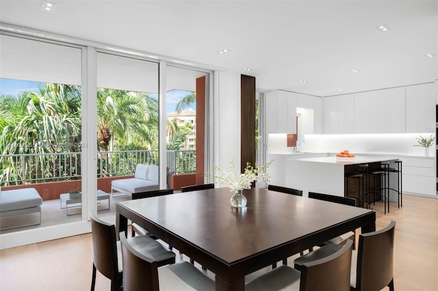 dining area featuring light hardwood / wood-style floors