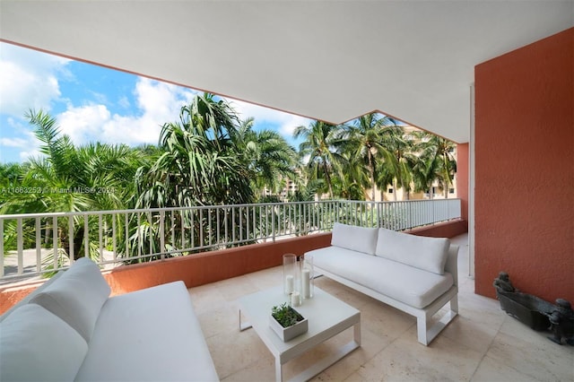 view of patio / terrace featuring a balcony and an outdoor hangout area