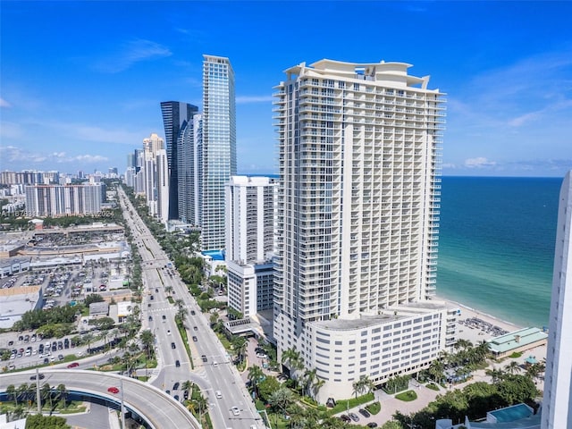 view of city with a water view