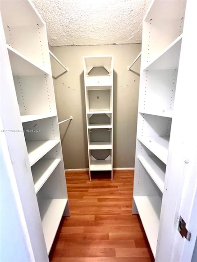 walk in closet with hardwood / wood-style flooring