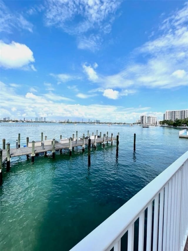 view of dock featuring a water view