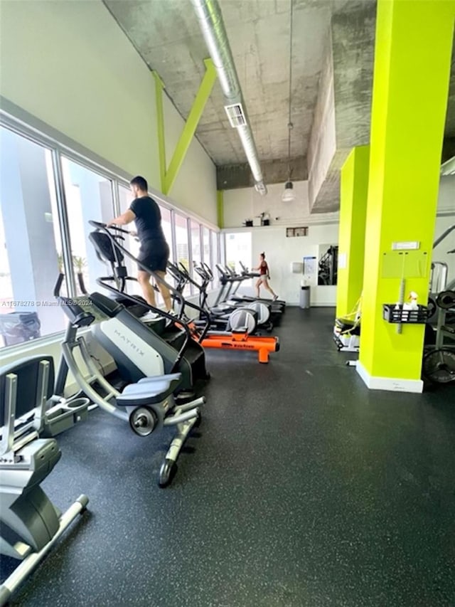 exercise room with a wealth of natural light