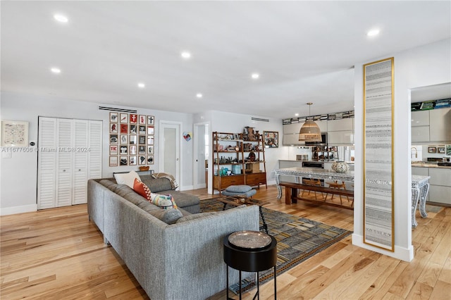 living room with light wood-type flooring