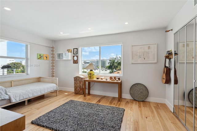 sitting room featuring light hardwood / wood-style flooring and a healthy amount of sunlight