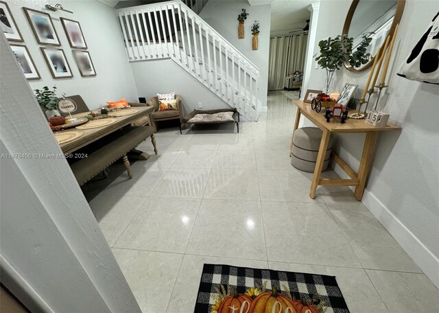 interior space featuring tile patterned flooring