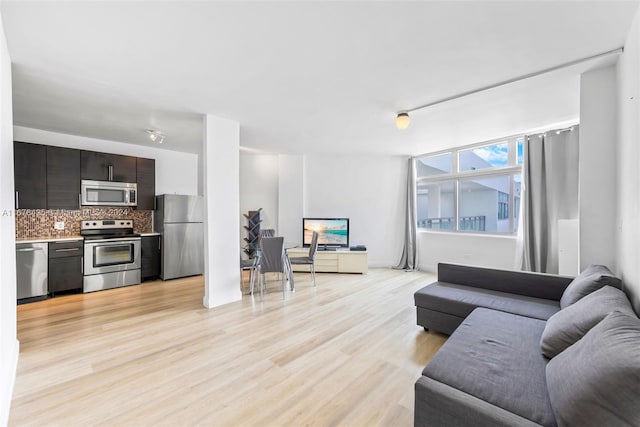 living room with light wood-type flooring