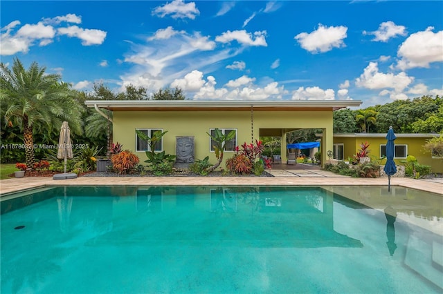 view of swimming pool with a patio