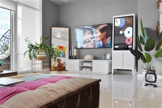 view of tiled living room