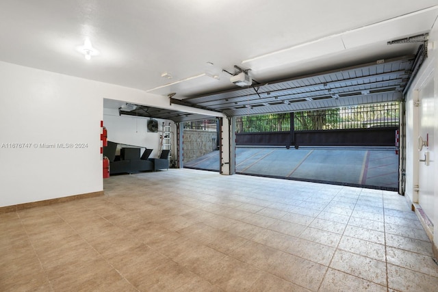 garage with a garage door opener