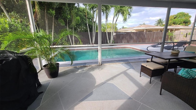 view of pool featuring a patio