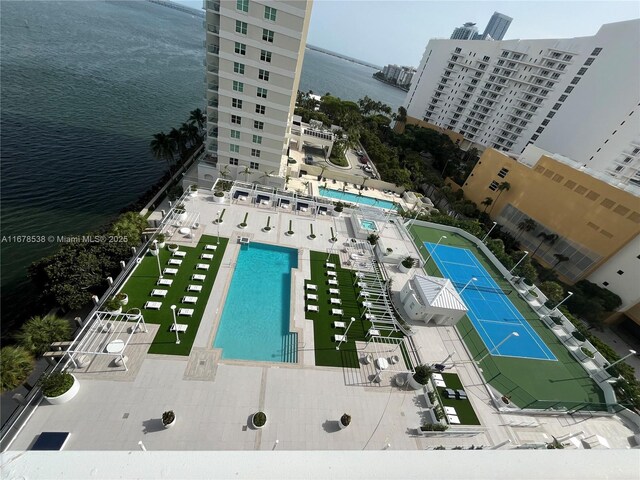 770 Claughton Island Dr Unit 1414, Miami, FL 33131 - drone / aerial view of a pool area and a large body of water