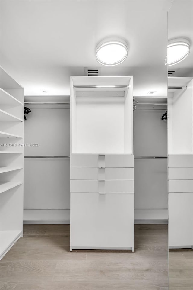 spacious closet featuring light wood-type flooring