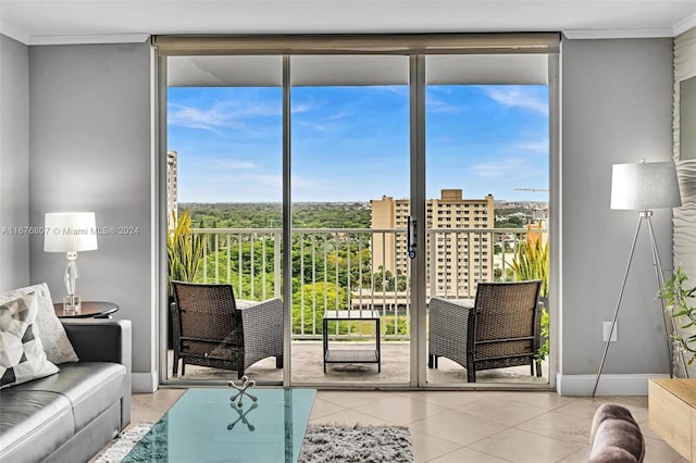 2801 NE 183rd St Unit 1603W, Aventura, FL 33160 - interior space with tile patterned floors, baseboards, a wall of windows, and plenty of natural light
