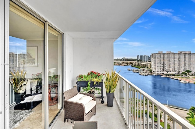 balcony with a water view