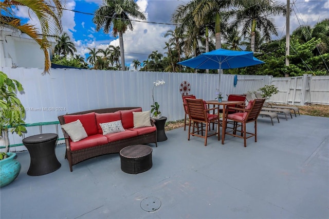 view of patio / terrace featuring an outdoor living space