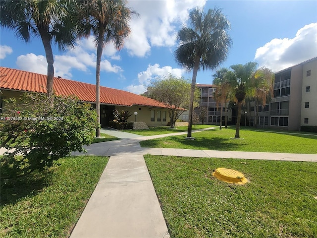 view of property's community with a yard