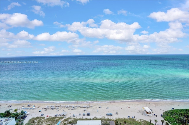 view of water feature with a view of the beach