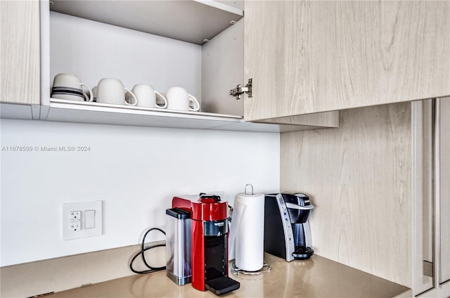 interior details featuring light brown cabinetry