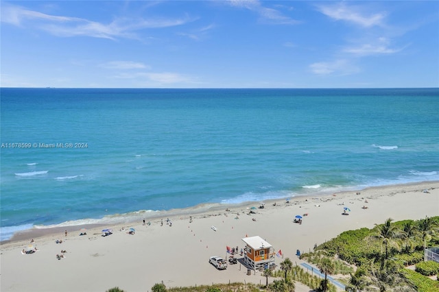 property view of water with a beach view