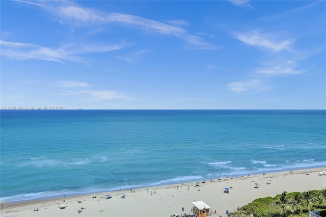 view of water feature featuring a beach view