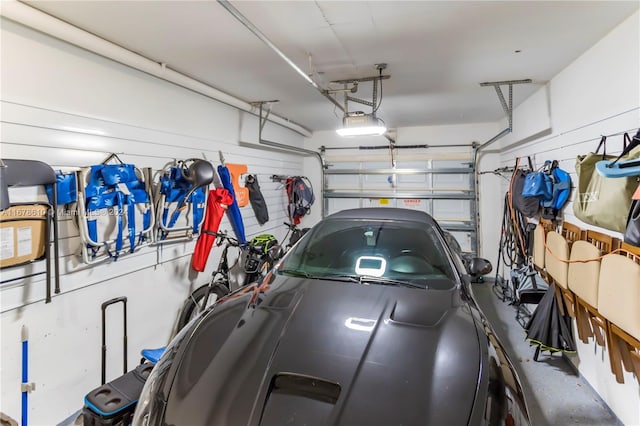 garage with a garage door opener