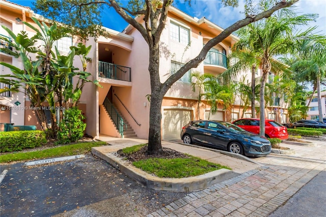 view of building exterior featuring a garage