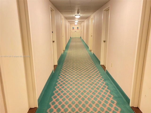 hallway featuring carpet